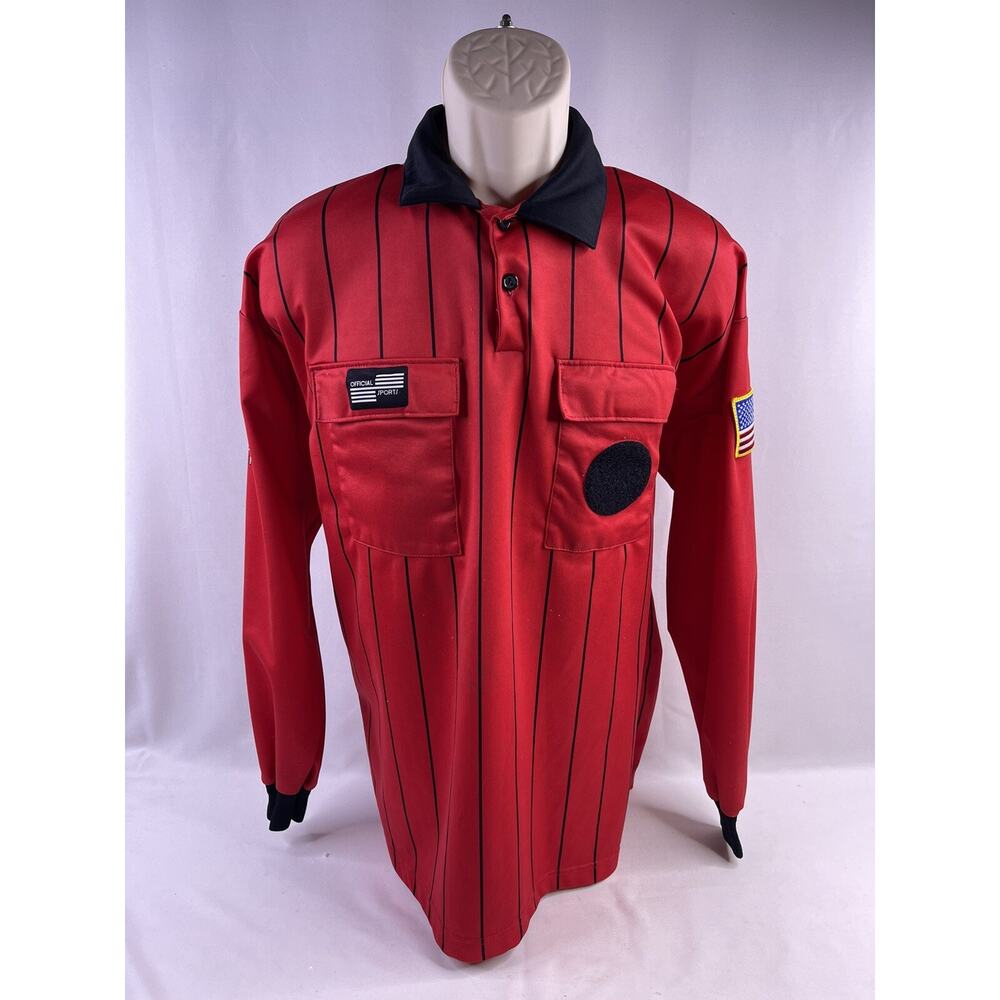 Official Sports Men’s USSF Pro Long Sleeve Referee Shirt Red Large USA Patch